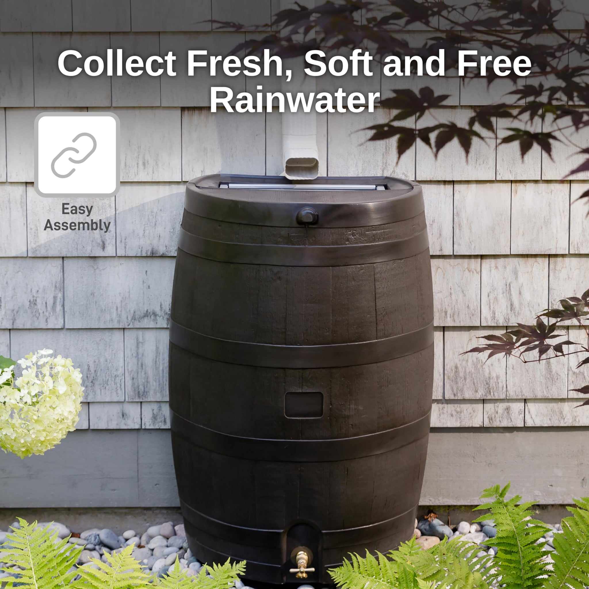 Rain Water Collection Barrel with Stand (50 Gallon)
