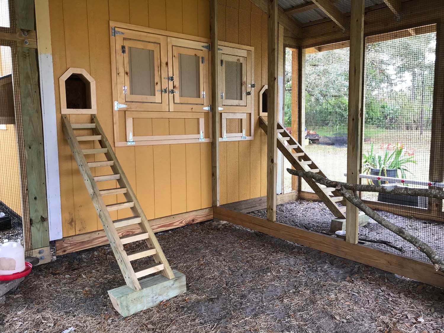 Henhouse front of custom chicken run in Orlando, Florisa