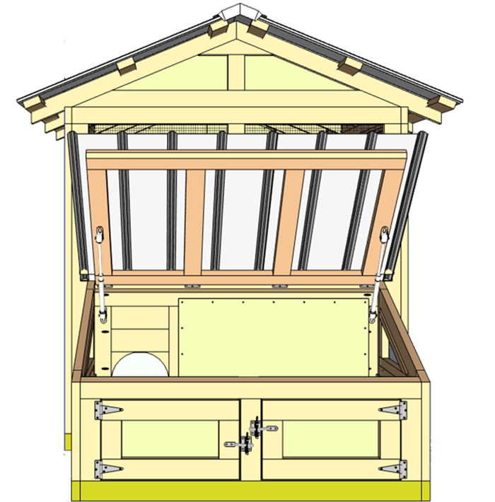 American Duck Coop back of duck house with lid open back view