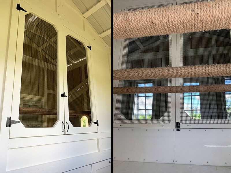 Inside the henhouse-storage area of a 10'x40' Craftsman Coop in Michigan