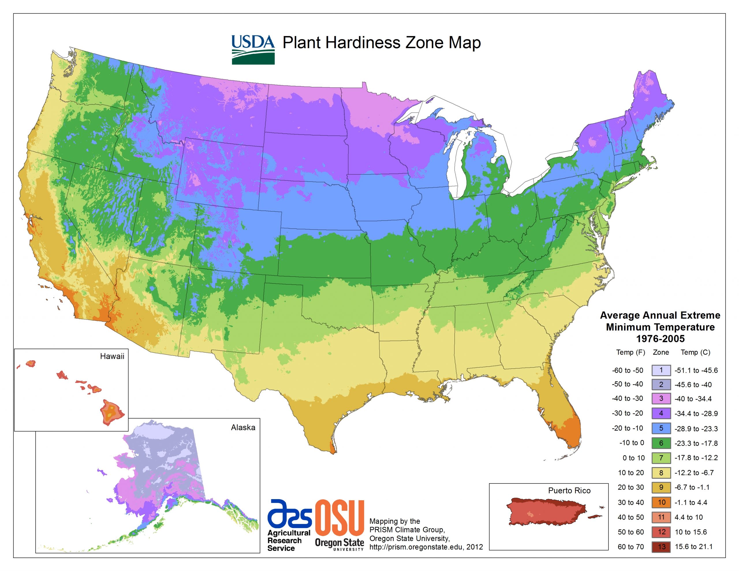 USDA Plant hardiness zone map